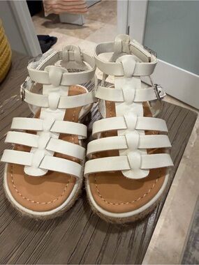 Sugar White Strappy Gladiator Sandals for Kids